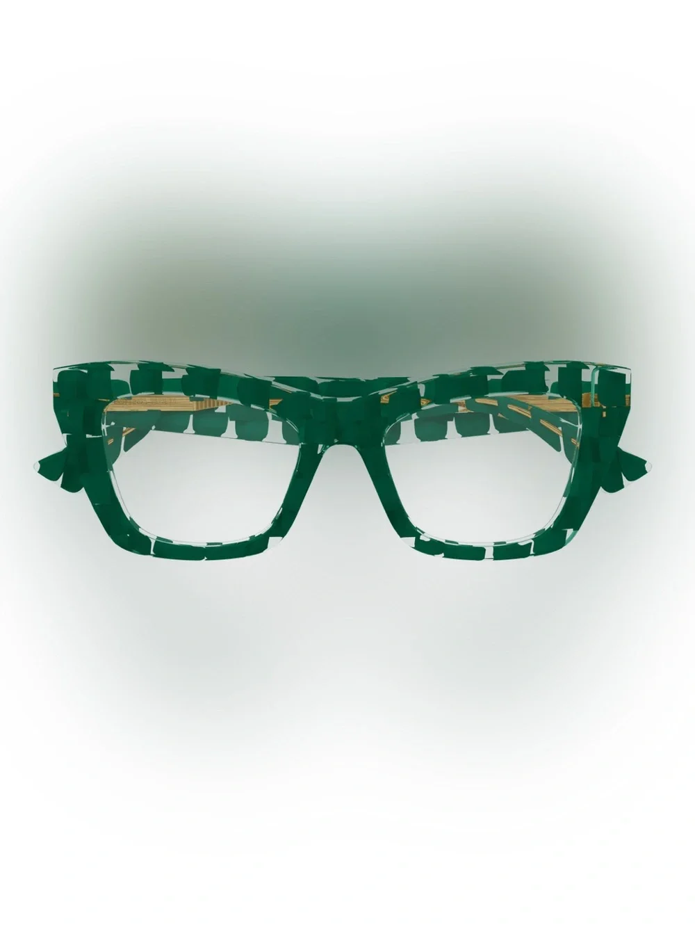 Bottega Veneta BV1215O Green Patterned Smart Glasses Frame - NEW